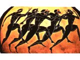Foot race depicted on Greek vase.